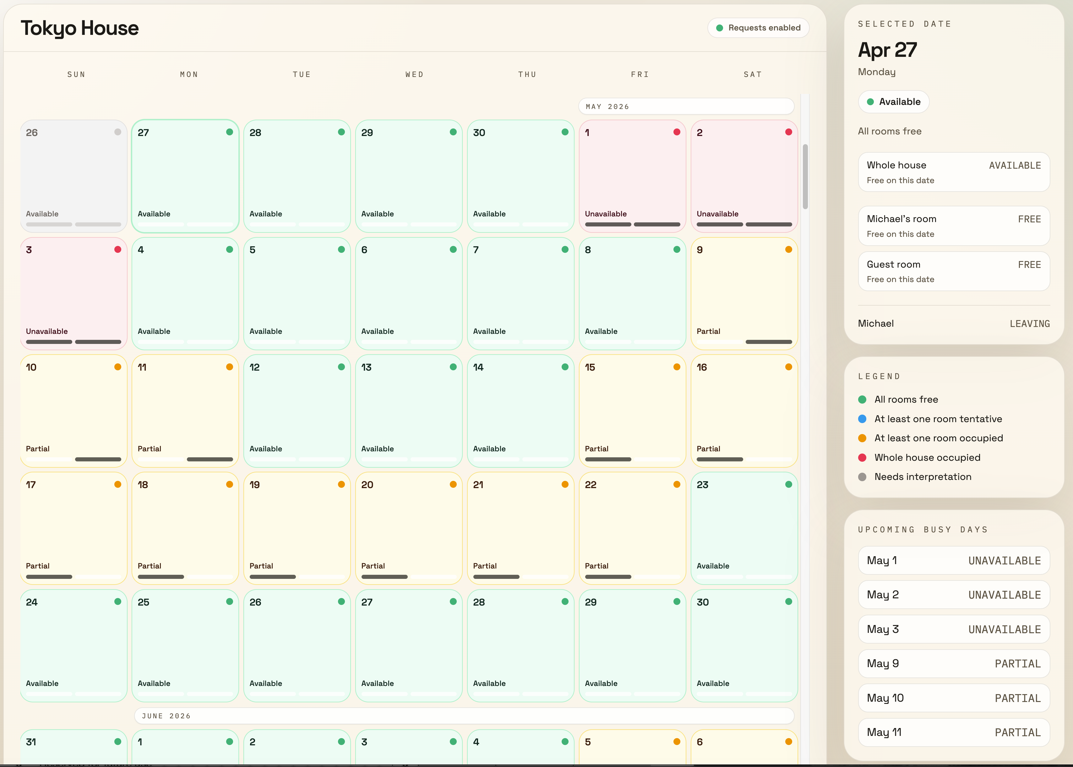 House Calendar screenshot